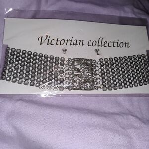 NEW Victorian Collection Silvertone CZ Choker Necklace NWT Vintage Look Jewelry